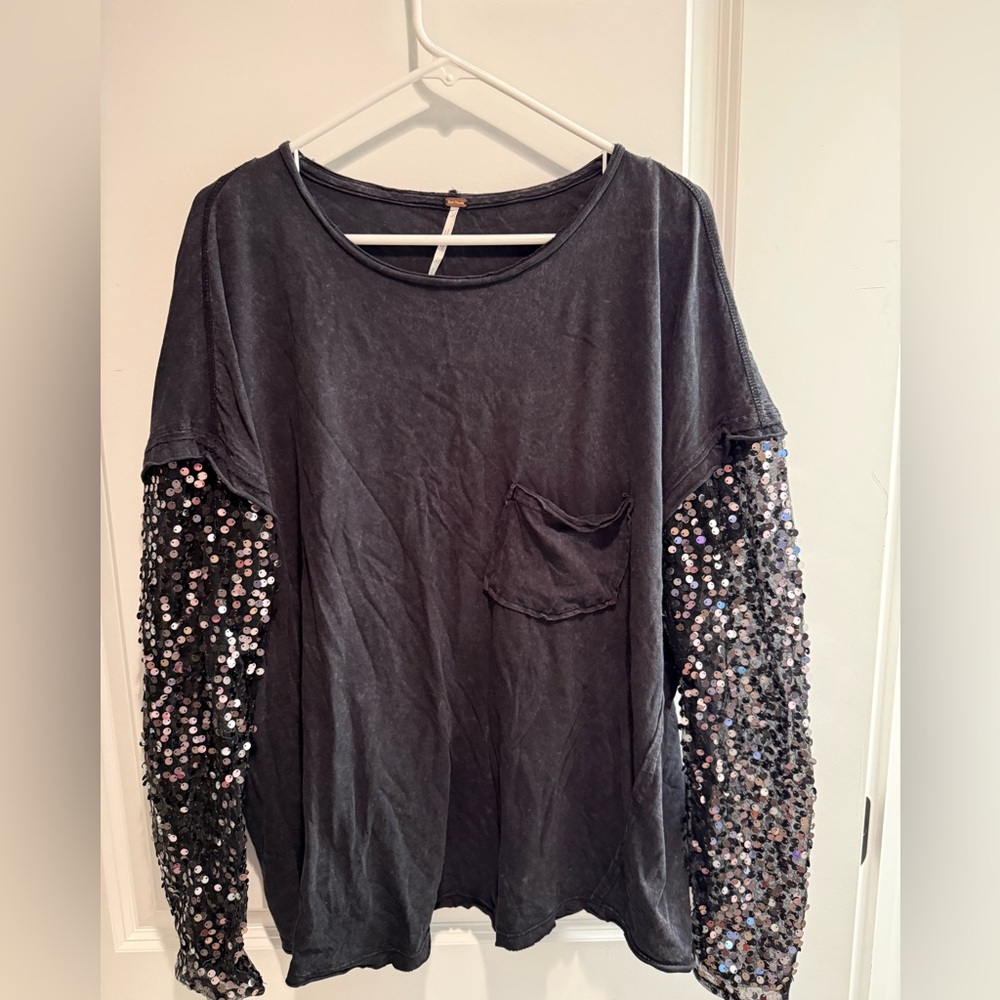 Free People Sequin Sleeve Celine Tee